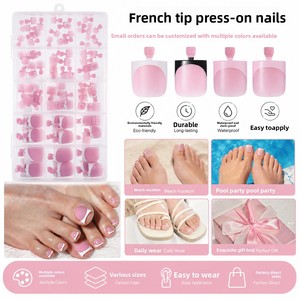 <span class=keywords><strong>Faux</strong></span> <span class=keywords><strong>ongles</strong></span> à presser pré-dessinés, courts, nude, sans couture, amovibles, finis, style français - Product Image 1