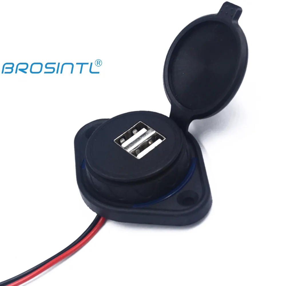 BROSINTL BC051KB 12V 24V Input 5V 3.1A 2.1A Output BUS Dual USB Port Charger Socket with LED Backlight