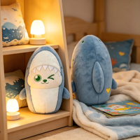 Peluche personnalisée Chat Requin OEM ODM, Poupée en peluche, Mascotte sur mesure pour cadeau d'entreprise en gros