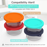 Couvercles de remplacement multifonctionnels en silicone de qualité alimentaire, respectueux de l'environnement, pour bols en verre et Anchor Hocking 4 Cup/7201-PC
