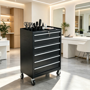 Chariot de Salon Roulant à 4 Roues en Acier Inoxydable Moderne de Haute Qualité avec 5/7 Tiroirs, Tiroirs Doubles Amovibles pour Salon de Coiffure et Salon - Product Image 1