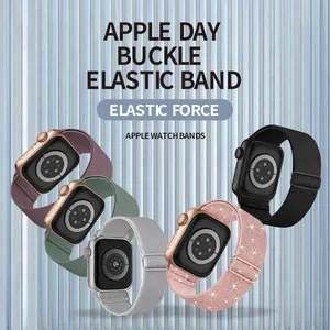 Correa tejida trenzada de doble bucle bolsa de nailon correa de reloj Etiqueta Privada tela elástica para Apple Watch 8 7 6 personalizable aceptar OEM