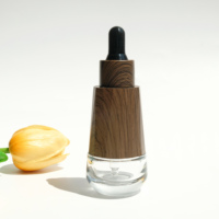 Flacon compte-gouttes en verre grain de bois de 30 ml, rechargeable, pour huiles essentielles, sérums et produits cosmétiques