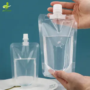 Saco de bolsas para bebidas líquidas transparente de qualidade alimentar de 16 onças 500 ml com bico lateral calibre 1.6 cm/bico intermediário