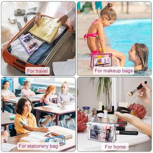 Sac de toilette transparent en PVC personnalisé avec fermeture éclair, sacs cosmétiques tendance en PVC, ensemble de sacs de maquillage en PVC - Product Image 5