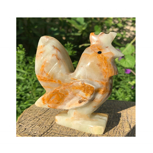 Figura de Gallo de Arte Popular Tallada en Ónix Marrón en Material de Piedra con Color y Tamaño Personalizables - Product Image 4