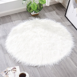 <b>Round</b> Pink Faux Fur Rug Solid Color <b>Cushioned</b> Floor Mat For Living Room Bedroom Study Entryway Balcony Commercial Space - Product Image 3