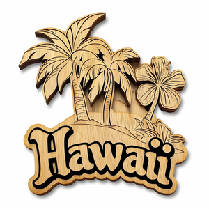 Imán de nevera de madera de diseño hueco tridimensional, imanes de neveras de corte láser, Isla marina, Hawaii, regalos de recuerdo de viaje - Product Image 4