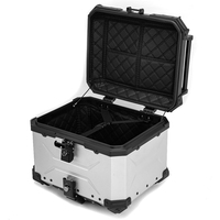 Top Case Universel pour Moto 45L en Plastique ABS Embossé Léger et Durable Noir Argent