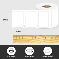 Lot de 5 Rouleaux d'étiquettes thermiques directes compatibles Dymo 11354 Rouleau d'étiquettes 57mm X 32mm X 1000 Étiquettes