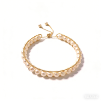 Bracelet en perles d'eau douce naturelles 5-6 mm, légèrement imparfait, plaqué or 14 carats, fait main, ajustable, bijoux de mode pour femmes, vente en gros