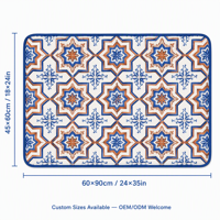 Tapis pour chien matelassé géométrique Boho, 4 couches, imperméable TPU 270g/m, noyau absorbant, antidérapant à pois, anti-fuite, écologique