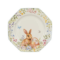 CASA HEMERA Ensemble de vaisselle en céramique 24 pièces Lapin de Pâques - Assiettes de présentation et plats en porcelaine mignons pour cadeau de fêtes et fête à domicile