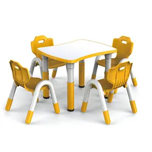 Berbagai Gaya Set Furnitur Meja dan Kursi Plastik Kayu Belajar Anak-anak TK Kayu Partikel Plastik untuk Anak-anak