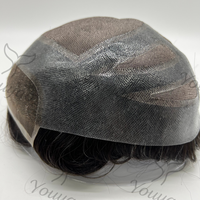 Prothèse capillaire pour homme Versalite en stock, prête à être expédiée, avec base en PU et dentelle suisse, ligne de cheveux invisible, cheveux humains Remy, vente en gros
