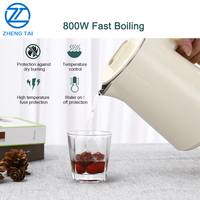 Bouilloire électrique portable 1,0 L en acier inoxydable 304 de qualité alimentaire 800 W avec arrêt automatique et protection contre l'ébullition à sec pour usage hôtelier