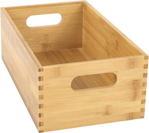 <b>Large</b> <b>Wooden</b> <b>Box</b> with Hinged Lid Solid Bamboo Wood <b>Box</b> with Lock Natural Wood Boxes - Product Image 4