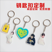 Gantungan Kunci Akrilik Transparan Custom, Gantungan Kunci Plastik Epoxy Mengkilap dengan Logo Kartun, Penyangga Pin Enamel, Gaya Anime yang Dapat Disesuaikan