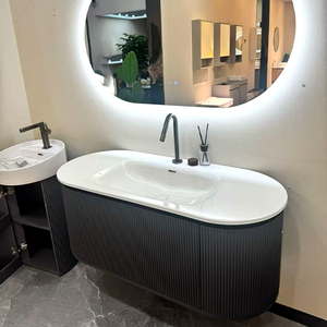 <span class=keywords><strong>Meuble</strong></span> sous-<span class=keywords><strong>vasque</strong></span> mural sur mesure en <span class=keywords><strong>bois</strong></span> massif à tiroir à fermeture en douceur pour salle d'eau de bureau de villa de luxe - Product Image 3