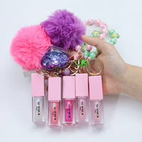 Porte-clés de marque privée Huile pour les lèvres Huile hydratante à changement de couleur Huile pour les lèvres vegan Soin des lèvres Gloss Boule moelleuse