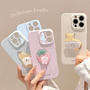 Coque antichoc peinte à motif de dessin animé rotatif, fruits et petits animaux mignons, pour iPhone 17, 14 Pro Max, 13, 15, protection intégrale - Product Image 1