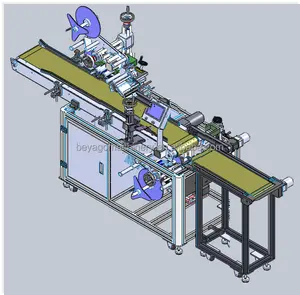 Automatic Corner Sealing Label Folding Box Tray 3 sides C-Shape Wrapping Labeling Machine For Clamshell Container