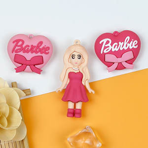 Cœur en caoutchouc rose bidimensionnel pour porte-clés, pendentif <span class=keywords><strong>de</strong></span> sac à dos, ornements suspendus pour poupée, motif dessin animé - Product Image 1