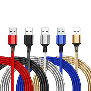 Universal 1.2M fast charging usb c cable colorful Nylon braided 3 in 1 type c Data charger cable for iPhone android all mobiles