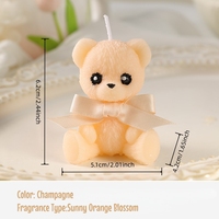 Velas Aromáticas Románticas y Lujosas con Textura de Piel Realista, Lazo de Satén, Lindas Velas con Forma de Oso Sentado para Decoración de Bodas y Regalos