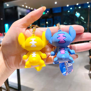 漫画ステッチ3Dシリコンキーホルダーペンダントクリエイティブ車キーリングバッグデコレーションアニメキーホルダーおもちゃ卸売 - Product Image 3