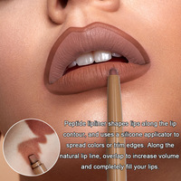Crayon à lèvres double embout 2-en-1 au peptide, 11 teintes nude, avec estompeur en silicone, fini mat, haute pigmentation, faible MOQ, marque privée