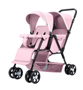 Ensembles de poussettes compactes pliables en lin, abordables, avec cadre en acier inoxydable, pour la vente en gros par le fabricant ; poussettes doubles détachables - Product Image 2