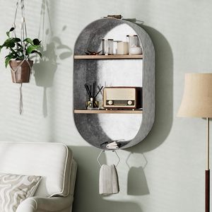 Toallero de Madera Estilo Rústico con Estantes, Bañera Galvanizada, Soporte <span class=keywords><strong>para</strong></span> Toallas, Estante Decorativo de Pared <span class=keywords><strong>para</strong></span> Baño - Product Image 6