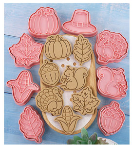 Besafe 8 miếng nhựa Tạ Ơn Cookie cắt và tem bí ngô Thổ Nhĩ Kỳ Maple Lá Sồi sóc Ngô acorn và mũ - Product Image 5