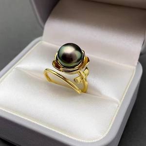 Base para Anillo de Plata S925 10534DIY, Diseño de Hoja de Ginkgo, con Cuentas Redondas de 10-13mm, Accesorios de Perlas para Mujer - Product Image 1