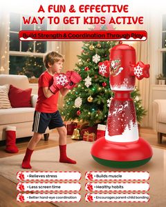 Saco de Boxeo Inflable de 58 Pulgadas para Niños, Set de Boxeo de Pie para Entrenamiento de Karate y Taekwondo, Juguete de Boxeo Estable y Autónomo - Product Image 3