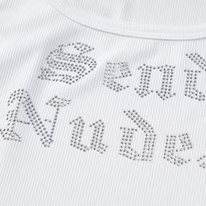 Top corto con strass a costine personalizzato da <span class=keywords><strong>donna</strong></span> in cotone di qualità da <span class=keywords><strong>donna</strong></span> <span class=keywords><strong>senza</strong></span> <span class=keywords><strong>maniche</strong></span> <span class=keywords><strong>t</strong></span>-<span class=keywords><strong>shirt</strong></span> Crop Top - Product Image 6