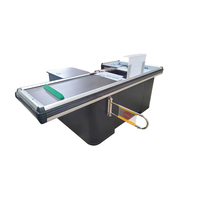 Comptoir de caisse en métal pour supermarché, table de caisse pour épicerie avec tapis roulant