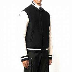Chaqueta Varsity de Invierno para Hombre, Bordada, con Parches, Estilo Béisbol, Gruesa, Corte Regular, Informal, para Universidad - Product Image 1
