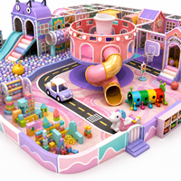 Nouvelle structure de jeu d'intérieur pour enfants 2026 : Piscine à balles, toboggan en spirale, piste de course et structure d'escalade sur le thème des couleurs pastel, personnalisable