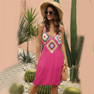 Nouveau crochet à la main Crochet Cover Ups pour les femmes évider sans manches Bikini maillots de bain fendu longues robes de <span class=keywords><strong>plage</strong></span> - Product Image 5