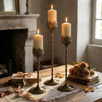 Ensemble de 3 bougeoirs vintage en fer forgé, couronne en bronze antique, filigrane, centre de table pour mariage et Noël, décoration d'intérieur, faits à la main