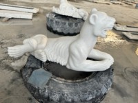 Statue de léopard en marbre sculptée à la main, sculpture de grand chat en pierre naturelle, décoration de jardin pour maison, villa, hôtel