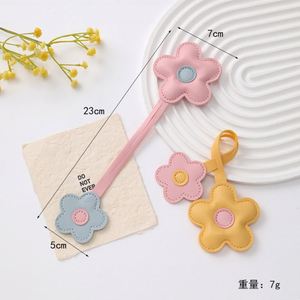 <b>Pastel</b> Color PU Leather Flower Charm Cute Pendant Keychain Minimalist Floral Bag Accessory for Purse & Luggage <b>Decor</b> - Product Image 2