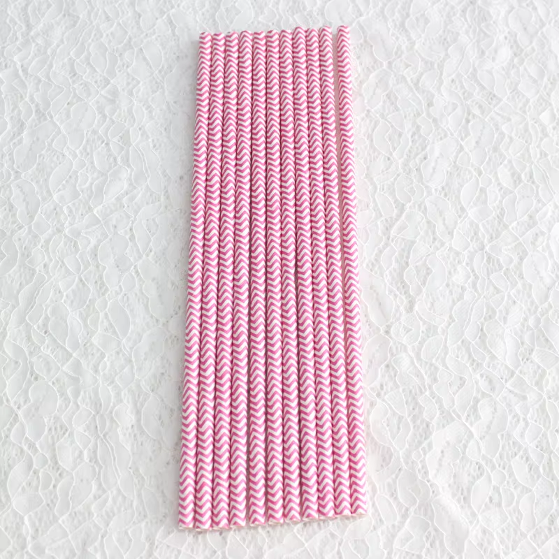 Disposable Biodegradable Party Decoration Color Striped Paper Straws