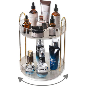 Organisateur de cosmétiques rotatif de luxe léger en plastique PET moulé par injection, boîte à bijoux, organisateur de maison moderne et durable pour salle de bain - Product Image 1