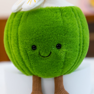 Lindos juguetes de peluche de coco <span class=keywords><strong>verde</strong></span>: adorables muñecos de frutas rellenos con flores y paja - Product Image 4