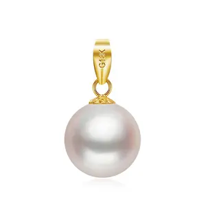 Le donne di fascia alta monili zhuji rotonda di alta qualità perla d'acqua dolce solido 18k del pendente della perla