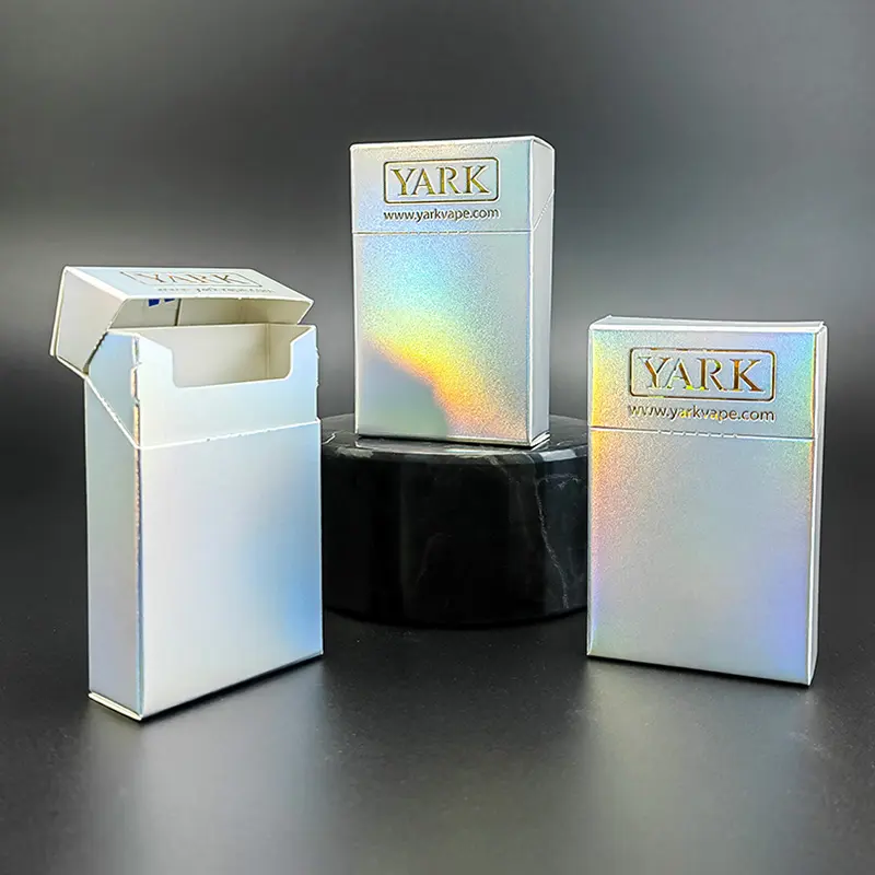 カスタム印刷カードストック素材プレシガレットスタイルロールボックス包装ホログラム箔紙段ボールフラップシガレットボックス