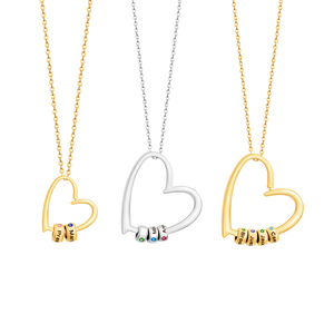 Collar con Colgante de Corazón con Nombre de Familia, Joyería de Cumpleañ<span class=keywords><strong>os</strong></span> y Navidad para Madre, Abuela, Esposa, Amigas, con Cuentas de Piedras de Nacimiento Grabables - Product Image 1